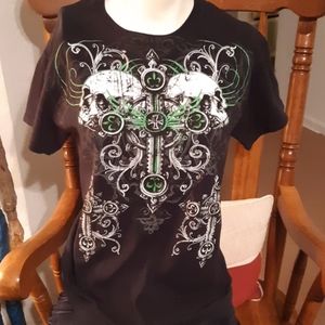 Skull and Cross Tshirt with tiny hole